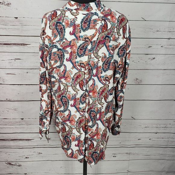 Liz Claiborne Paisley Print Shirt Buttons Down Two pockets Chest Size‎ XL - Picture 7 of 11